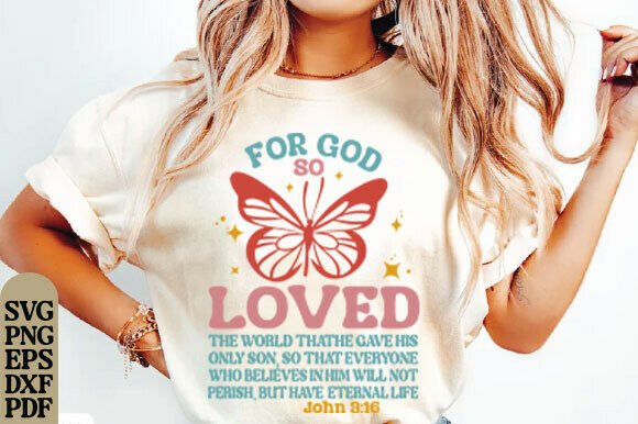 Front and Back Christian Retro Butterfly T-Shirt Designs